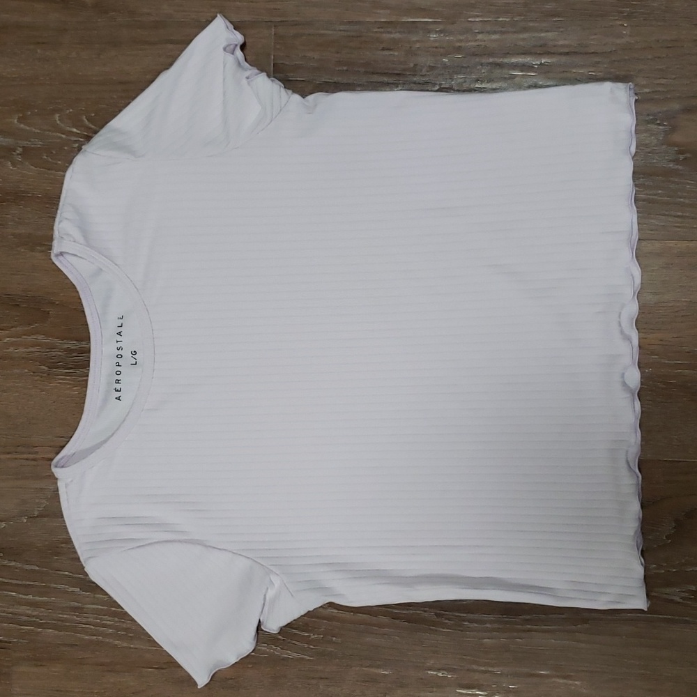 (L) Aéropostale Lightly Ribbed Pastel Baby Tee Lightweight Streetwear Casual